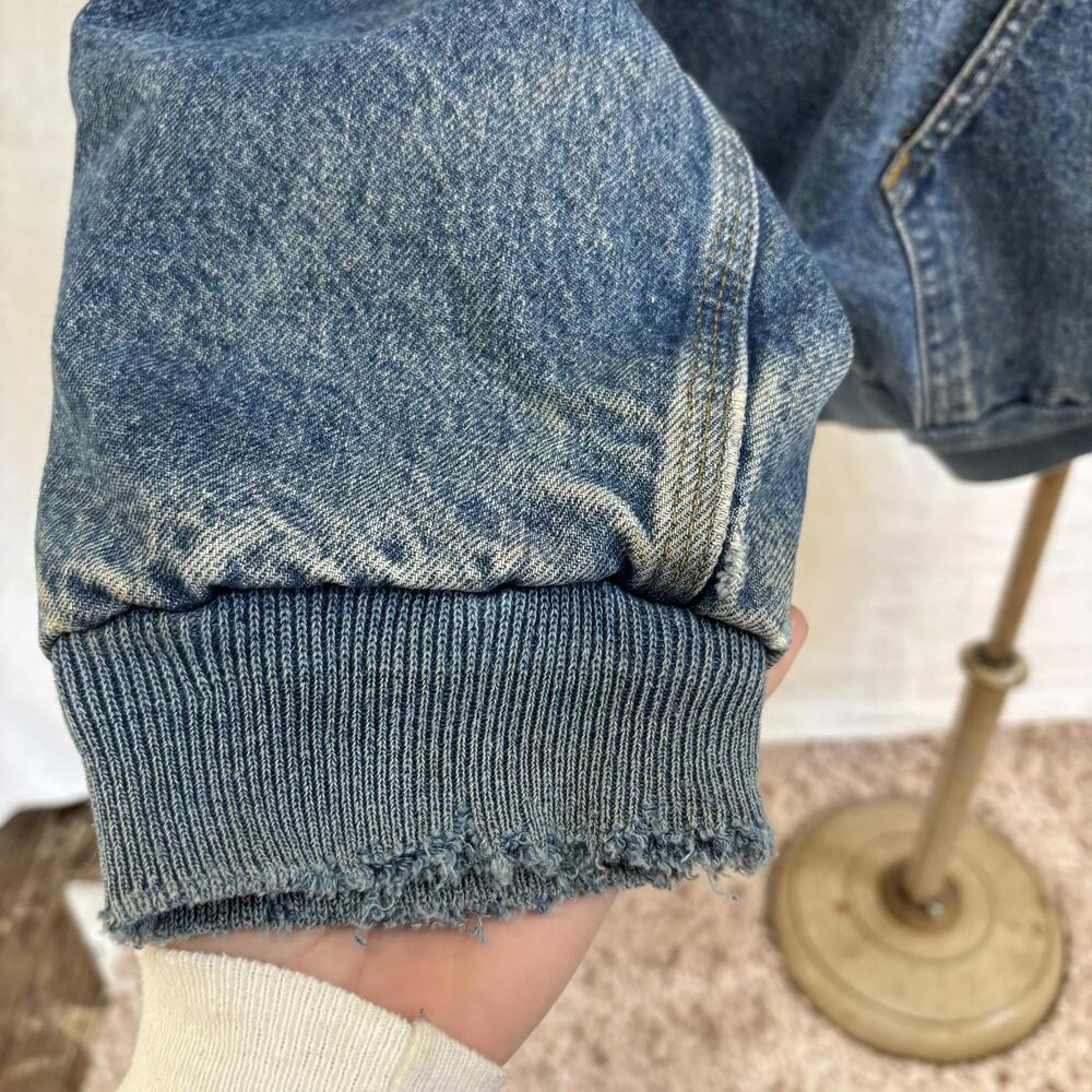 Vtg 2003 Carhartt denim hooded flannel lined jacket - Picture 3 of 12